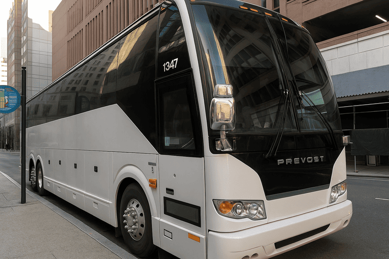 a Charter Bus Rental Fishers coach bus