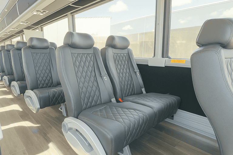 interior of Charter Bus Rental Fishers charter bus